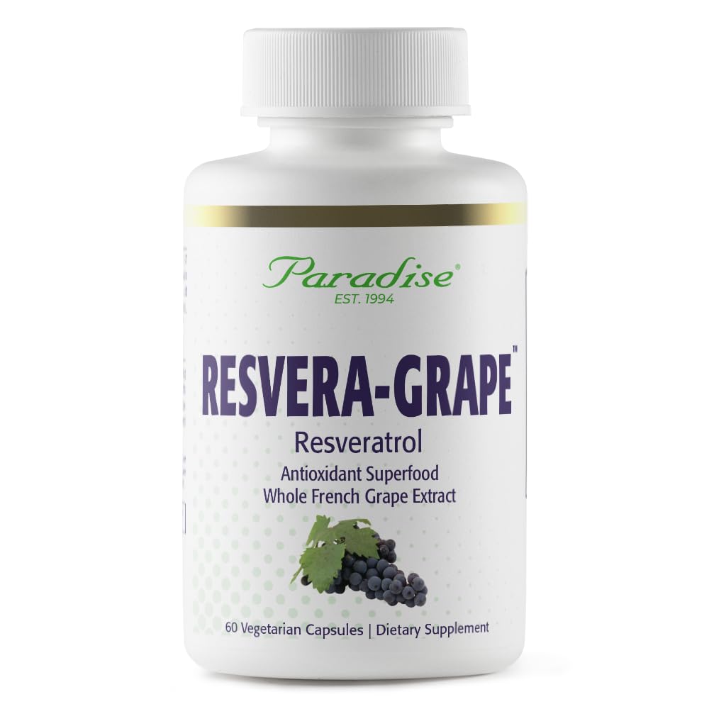 Paradise Herbs Resveragrafe, Resveratrol + Polifenoli + Opc, Super Potent, Ultra Pure, Non-GMO, Gluten Free, 60 Capsule vegetariene