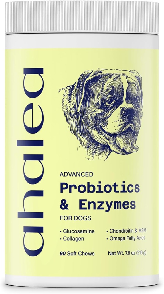 Probiotice pentru câini- câini Probiotice pentru sanatate digestiva, Suport Sanatate Gut, Diaree, Digestive Health & Alergii sezoniere, 90 Conte 2 miliarde CFU