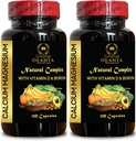 Complex de calciu Magneziu - Supliment de calciu, Citrat de mangan, Minerale pentru suport osos, Nivele de fosfor, Suport de imunitate, Supliment muscular sănătos cu vitamina D - 2 Flacoane 240 Capsule