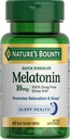 Natura's Bounty Melatonin, 100% Drug Free Sleep Aid, Dietary Supplement, Promoveaza Relaxarea si Sleep Health, 10mg, 45 Quick Dizolvation Tablets