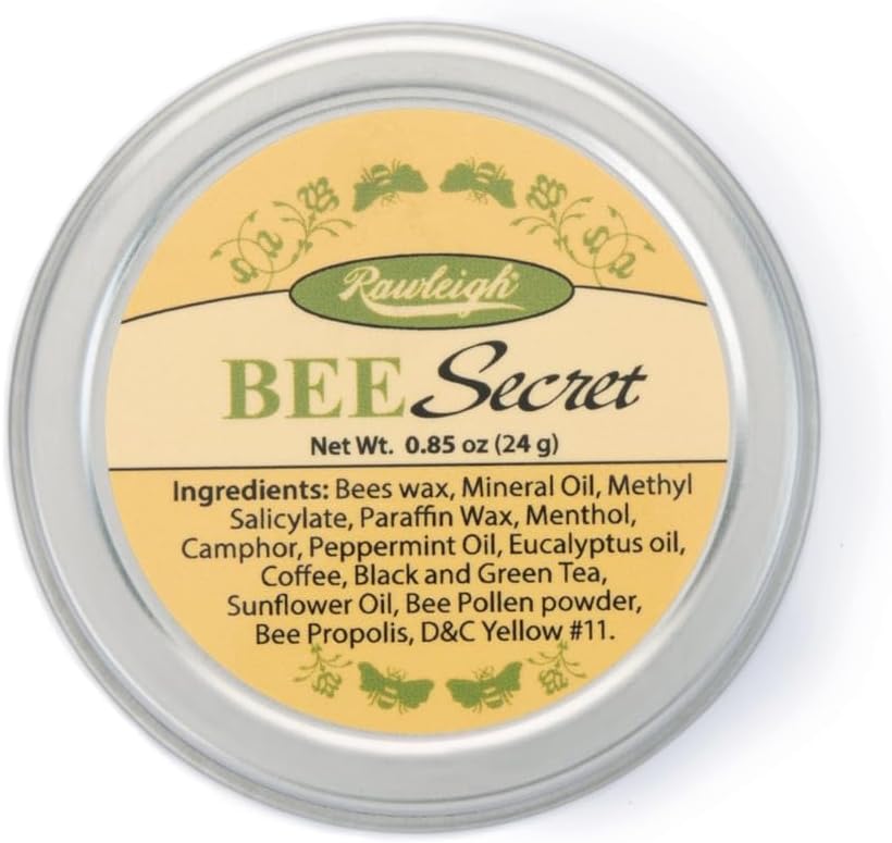 Rawleigh Bee Secret Soothing Bals: 0.85 oz, All-Natural Balm for Sore Muscles, Aches, Bites, Cold Sores, Heaches with Bee Wax, Pollen & Propolis + Peppermint & Eucalyptus Oils, Pack of 1