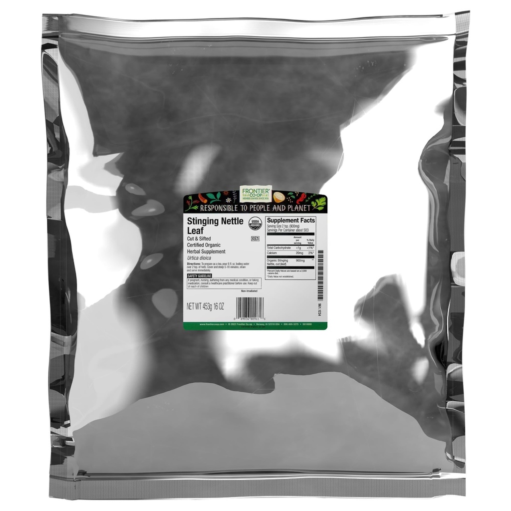 Frontier Co-op Organic Stinging Nettle Leaf, Cut and Sifted, for Making Nettle Tea, Kosher 