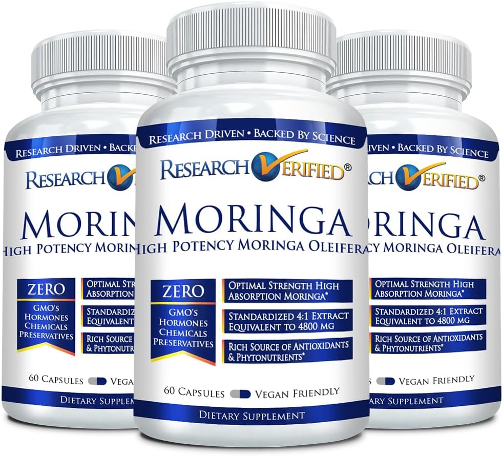 Cercetare verificat Moringa Oleifera - 100% extract pur- 1200 mg per Serving - 60 Conte - 3 luni de aprovizionare
