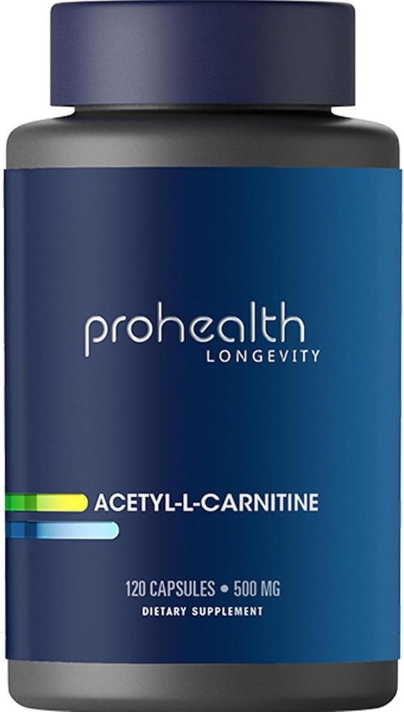 ProHealth Longevity Acetilcarnitine Brain & Heart Health Booster. Antioxidant potent pentru protecție cognitivă și întreținere musculară. Sprijină energia celulară tinerească. 500 mg per servire, 120 serviri
