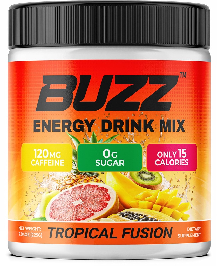 Energetic Drink Powder - Energetic Boost Drink Mix - Sugar-Free Energy with Antioxidants - Morning Kickstart and Sports Nutrition Endurance Product - 30 Servings, 8 Ounces (Tropical Fusion)