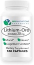 Litiu Oro 20 mg, Suportă Wellness emotional Mood sănătos, Comportament, și Memorie. Biodisponibil, 100 capsule (Elemental Litiu Orotat)
