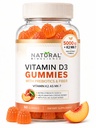 Vitamina D3 K2 fără zahăr - Vitamina D3 Gumies 5000 UI+K2 MK7 80 mcg, K2 D3 Suplimentul de vitamine Adulți, vitamina D K2 pentru oase, imune, inimă, mood, gluten-free, non-GMO, aromă naturală de piersici