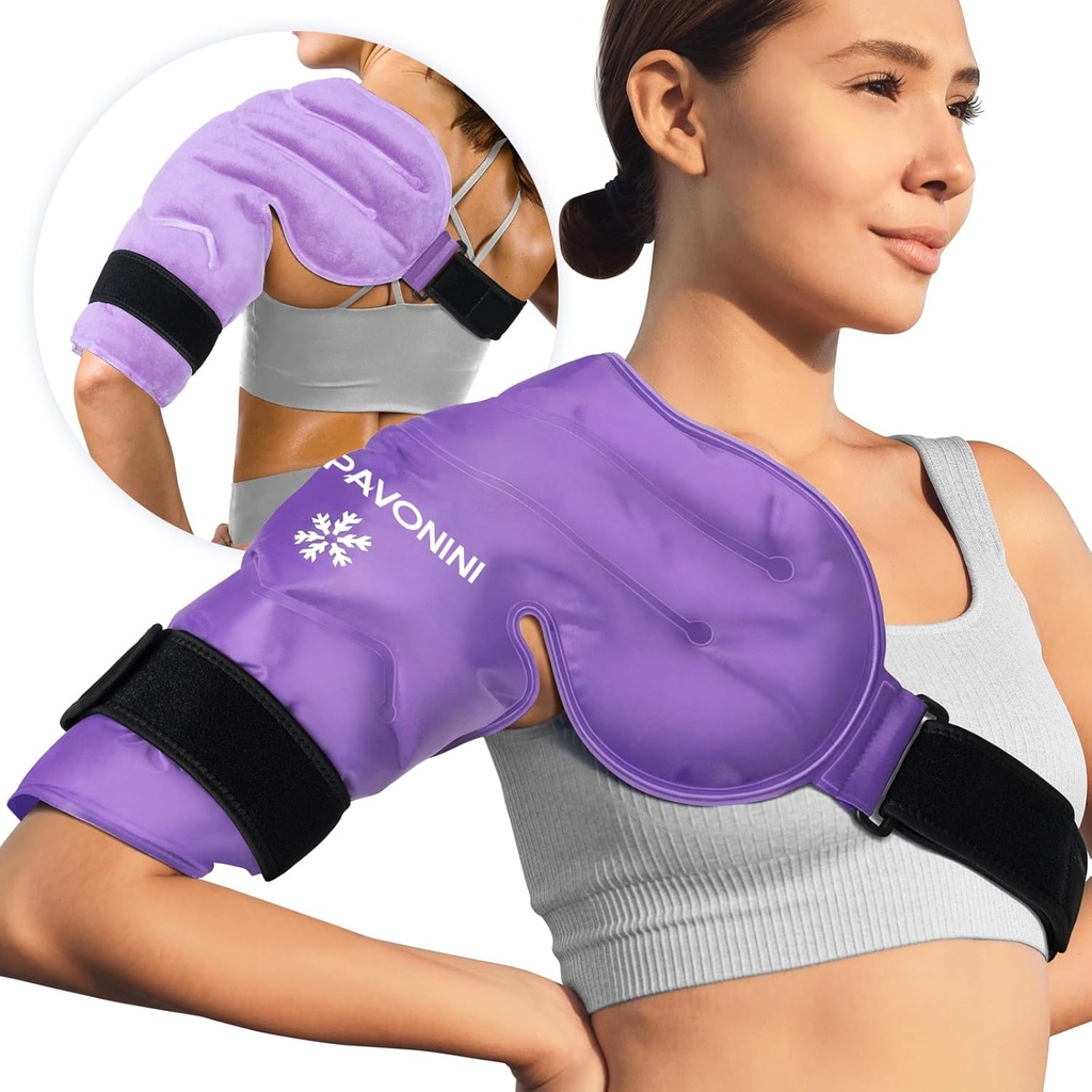 KingPavonini Umăr pachet de gheață Rotator Cuff Terapie rece, Reutilizabil Gel Ice Pack pentru leziuni la umăr, Durere Relief, Umflare, Umeri Chirurgie, Tenditis, Bursita, Purple, Dimensiune medie
