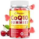 CoQ10 Gume cu PQQ - 400 MG Coenzime Q10 Mare Potență, Îmbunătățit cu plante aromatice ayurvedice, Adaptogene Mushroom Blend & Probiotice pentru inimă, creier, energie, Imunitate, Aroma de cireșe, 60 Vegan Gummies