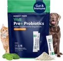 Paws Probiotice oneste pentru câini - Digestion Dog Gut Health Pudră probiotică cu prebiotic Made in the USA, suport digestiv și imun - Enzime digestive cu aroma de dovleac (30 Sticks)