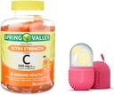 Spring Valley Extra Strength Vitamin C Dietary Supplement Vegetarian Gummies, Orange, 500 mg, 120 Ct and Gift Ice Roller for Face