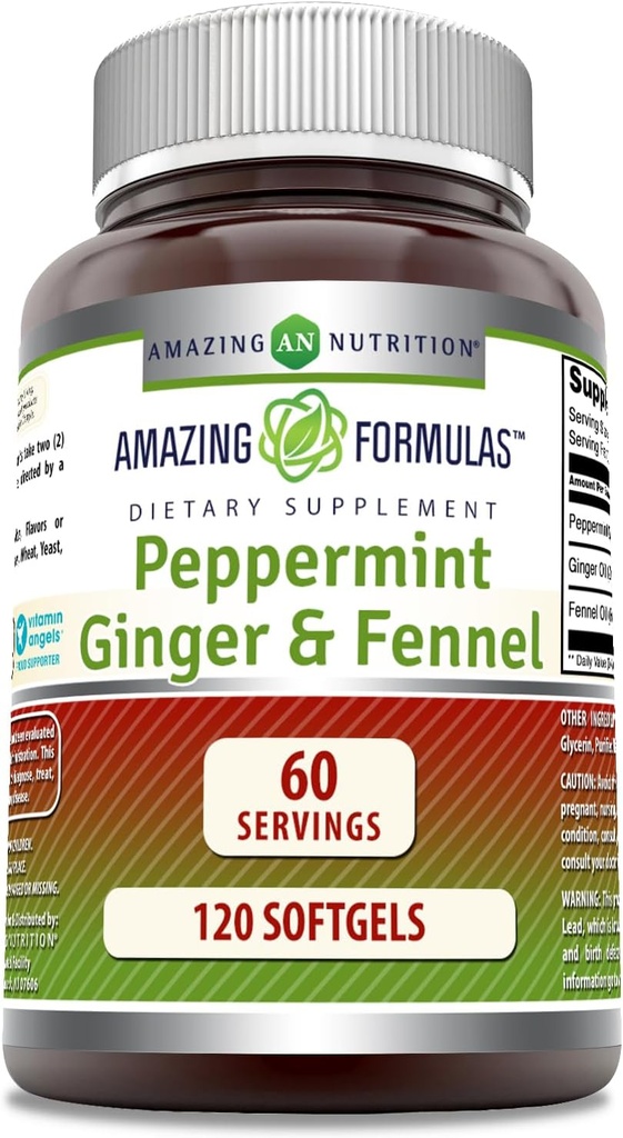 Formule uimitoare - Mentă, Ginger și Fennel Supliment alimentar - 363 Milligrame - 120 Softgels (Non-GMO,Gluten Free) -