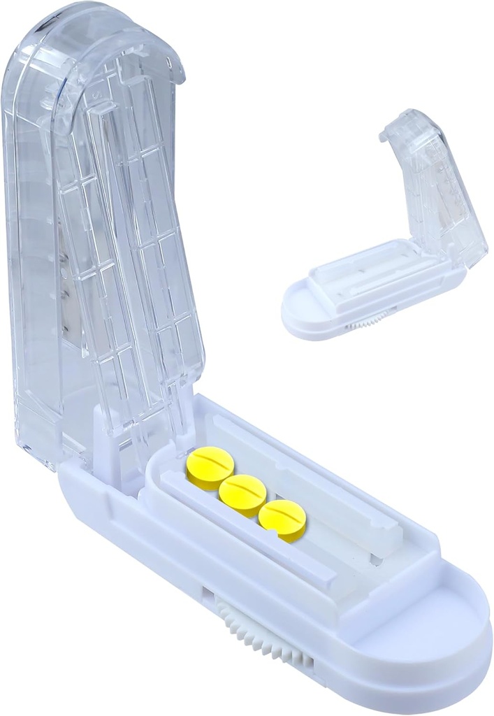 Distribuitor de pastile reglabile pentru pastile mici și mici, pastile mai mari, Splitter pastile cu dispozitiv de centrare taie cu precizie pastile multiple un timp, Tablett Cutter cu lamă ascuțită ascunsă
