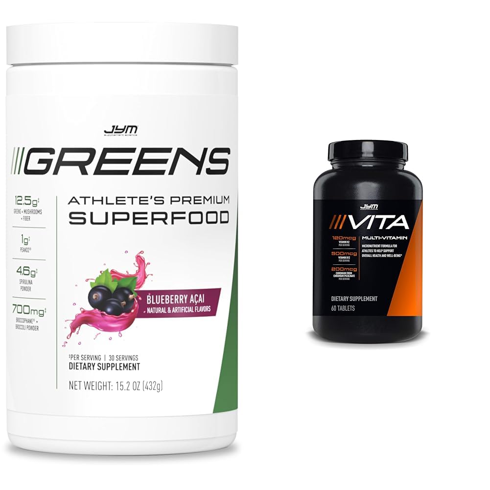 JYM Greens Super Food Blueberry Acai Pulbere cu Spirulina & Vita JYM Multivitamine pentru sportivi 60 comprimate