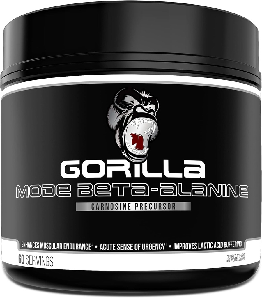 Gorila Minte Beta-Alanine Carnosine Precursor, Enhanced Muscular Endurance, 3.2 Grams per Servings