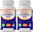 Vitamatic 2 ambalaj Suplimente de acid hialuronic 200mg - Suporturi sănătoase tesut si articulatii Connective - Promovarea tinereasca sanatoasa piele - Total 240 capsule