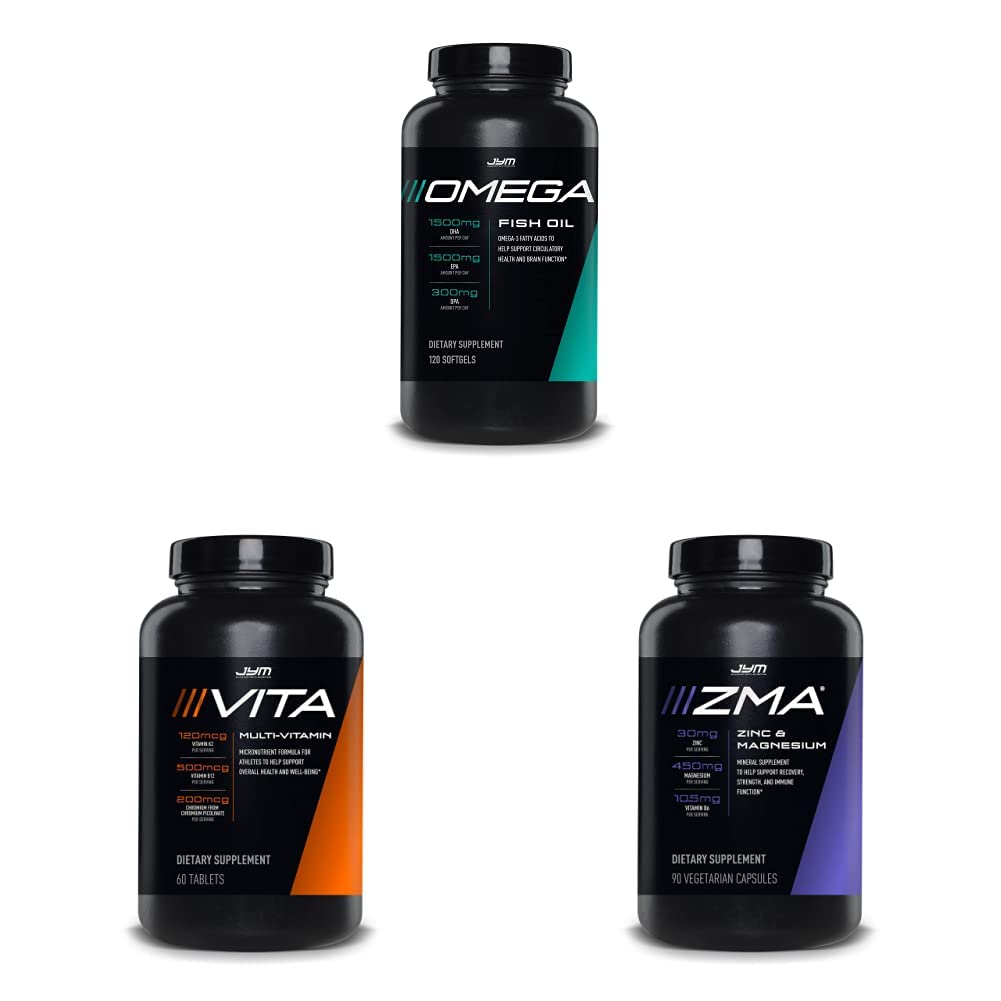 JYM Supliment Stiinta Omega JYM Ulei de peste + Vita JYM Sport Multivitamine si suport mineral ZMA