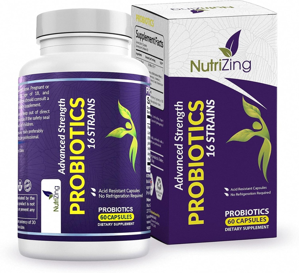 NutriZing Vegan Probiotice pentru sanatate digestiva - 30 miliarde CFU & 16 tulpini - Bifidobacterium & Lactobacillus Probiotice pentru barbati si femei - Release Probiotic Gut supliment de sanatate