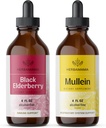 HERBAMAMA Herbal Liquid Drops Kit - Bundle of Black Elderberry Extract și Mullein Leaf Tincture 4 fl oz - Vegan, Non-GMO, Sugar & Alcool-Free - 2 Pack