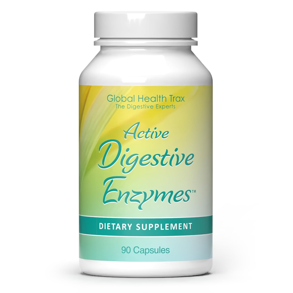 Global Health Trax - Active Digestive Enzime Supliment, 90 Capsule - Cuprinzător suport digestiv cu enzime pentru a promova sanatoasa Digestie pentru barbati si femei