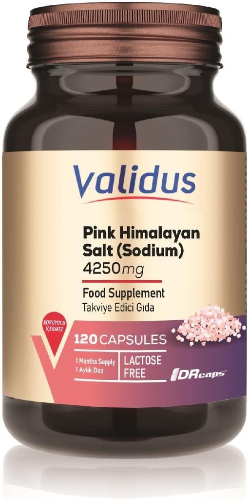 Validus roz Himalayan sare Sodyum 200 mg 120 capsule (Drcaps)