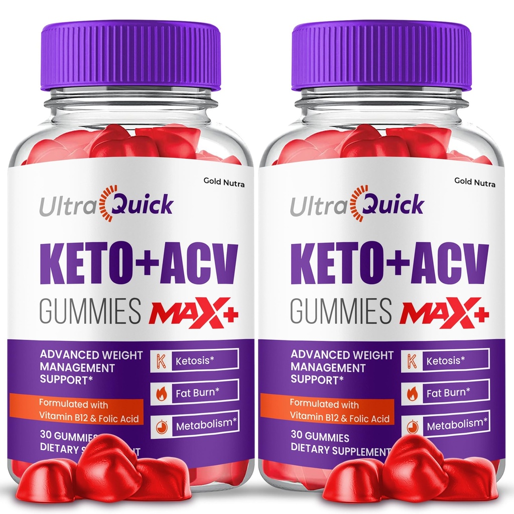 (2 Pack) UltraQuick Max+ ACV Gummies, Potență Superioară, Official Ultra Quick Max+ Gumies, 2X Stronger Apple Cidru Gummy, 2 luni de aprovizionare