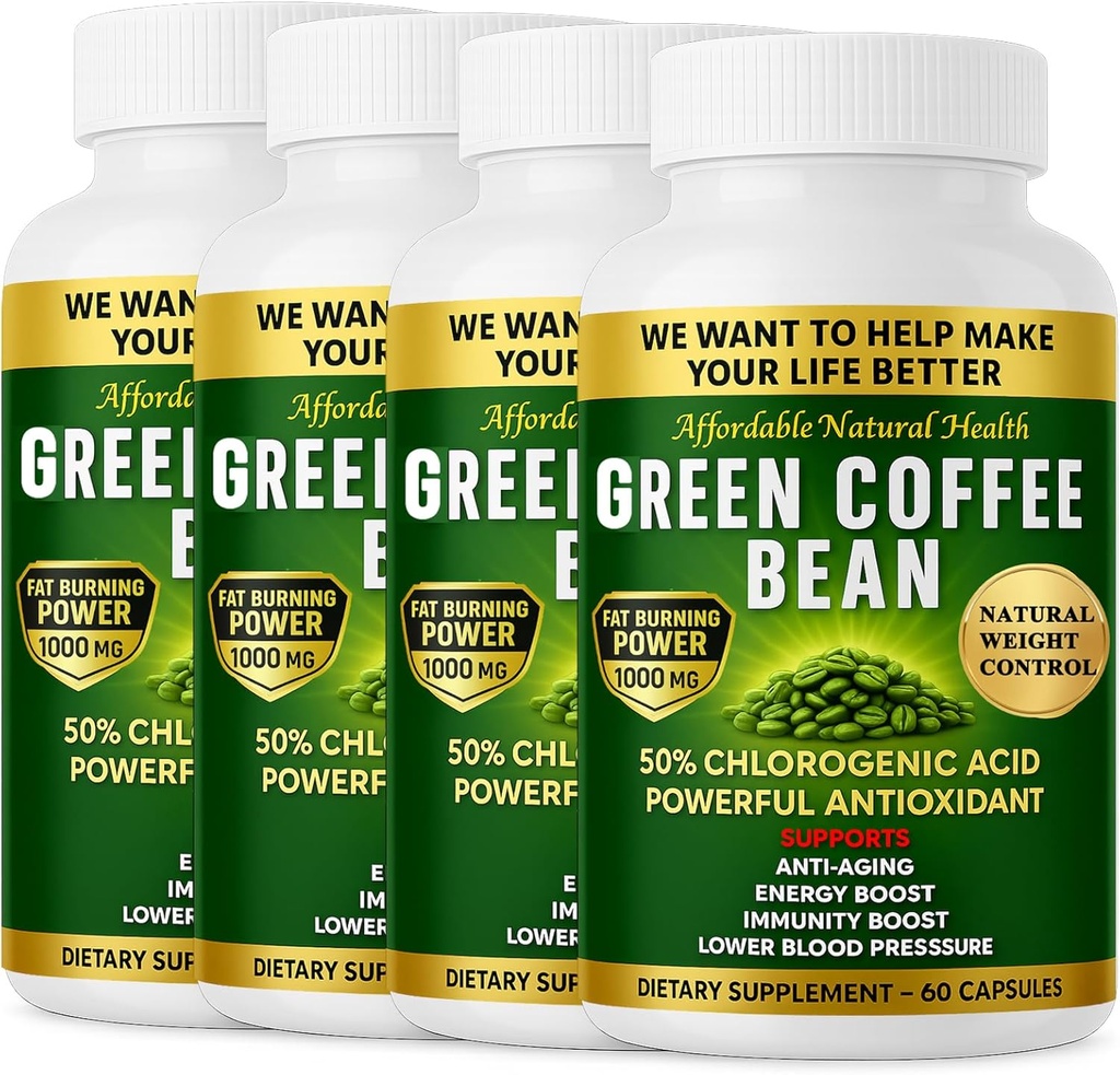 Extract verde de cafea, capsule pure de cafea verde, 50% Acid clorogenic, 10.000 mg puterea, 240 capsule, 8 luni de aprovizionare, non-GMO și gluten gratuit, supliment tradițional de plante