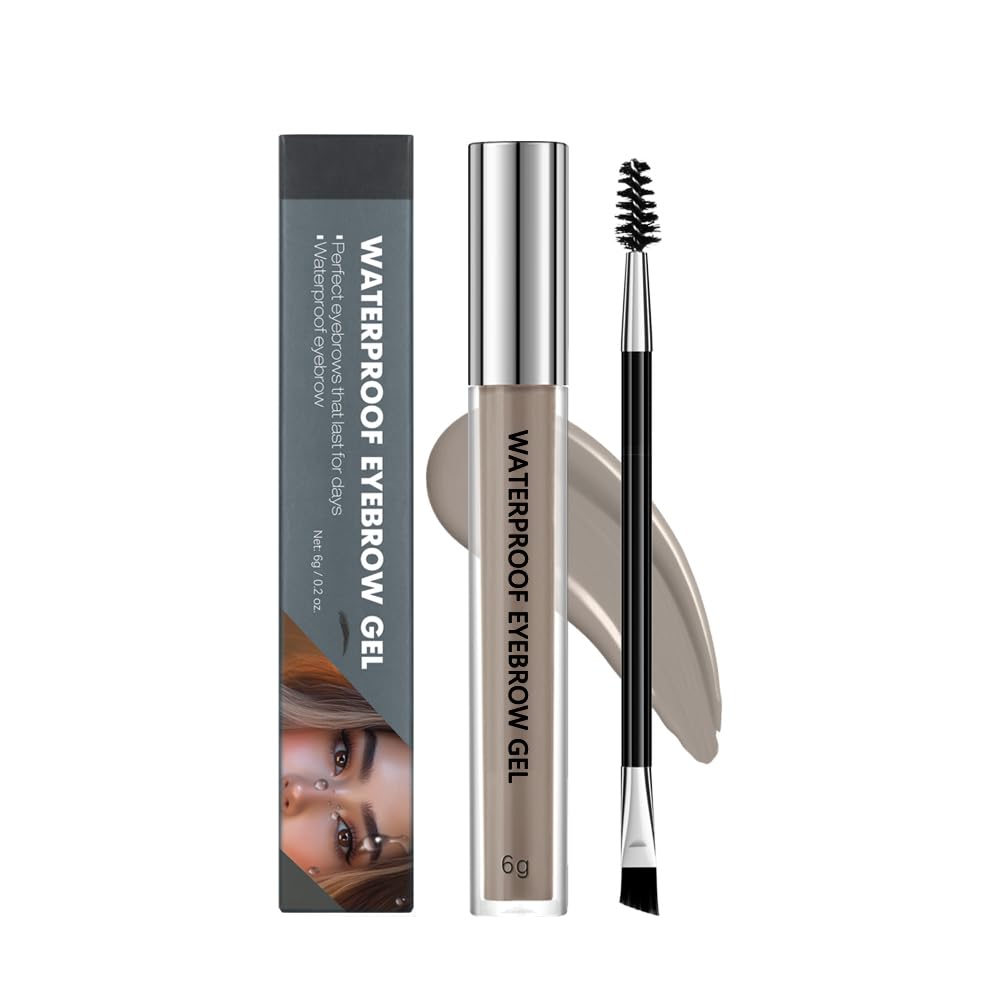 Gel de sprâncene impermeabile, uscare rapidă de lungă durată Proof Smudge Formula pentru crearea sprâncene naturale în căutarea, Aplicație ușoară pentru toate tipurile de piele (Smoky gri, mare)