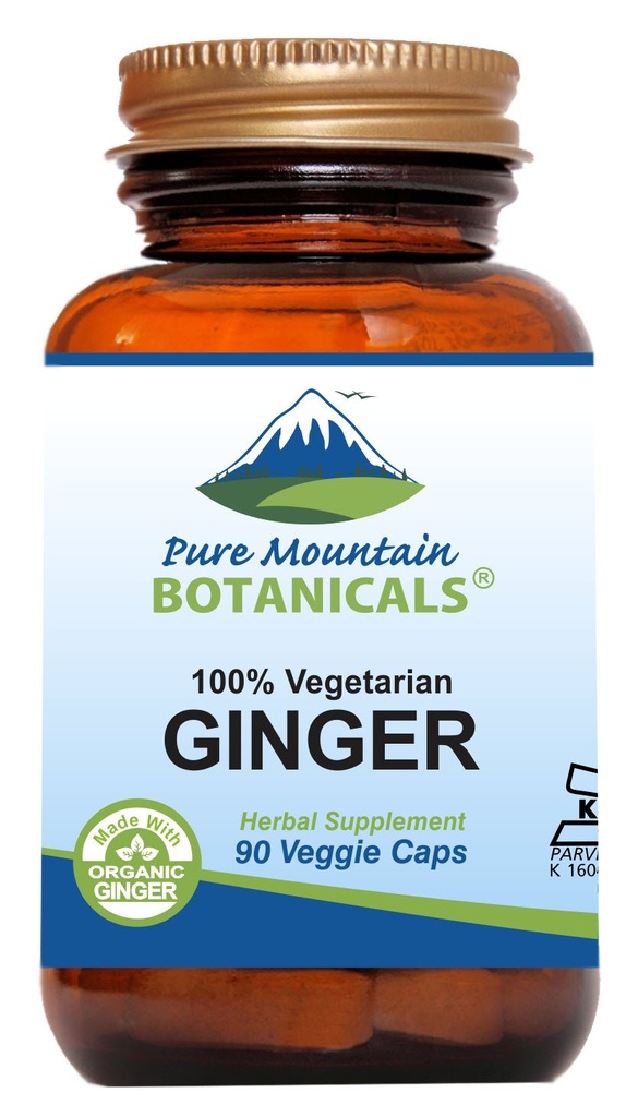 Capsule de ghimbir Pure Mountain Botanica - Kosher Vegan cu 1000 mg de rădăcină de ghimbir organic