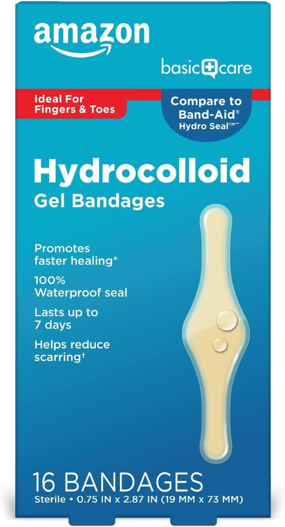 Îngrijire de bază Bandaje hidrocoloidale de vindecare rapidă, Degete & Degete, 16 t