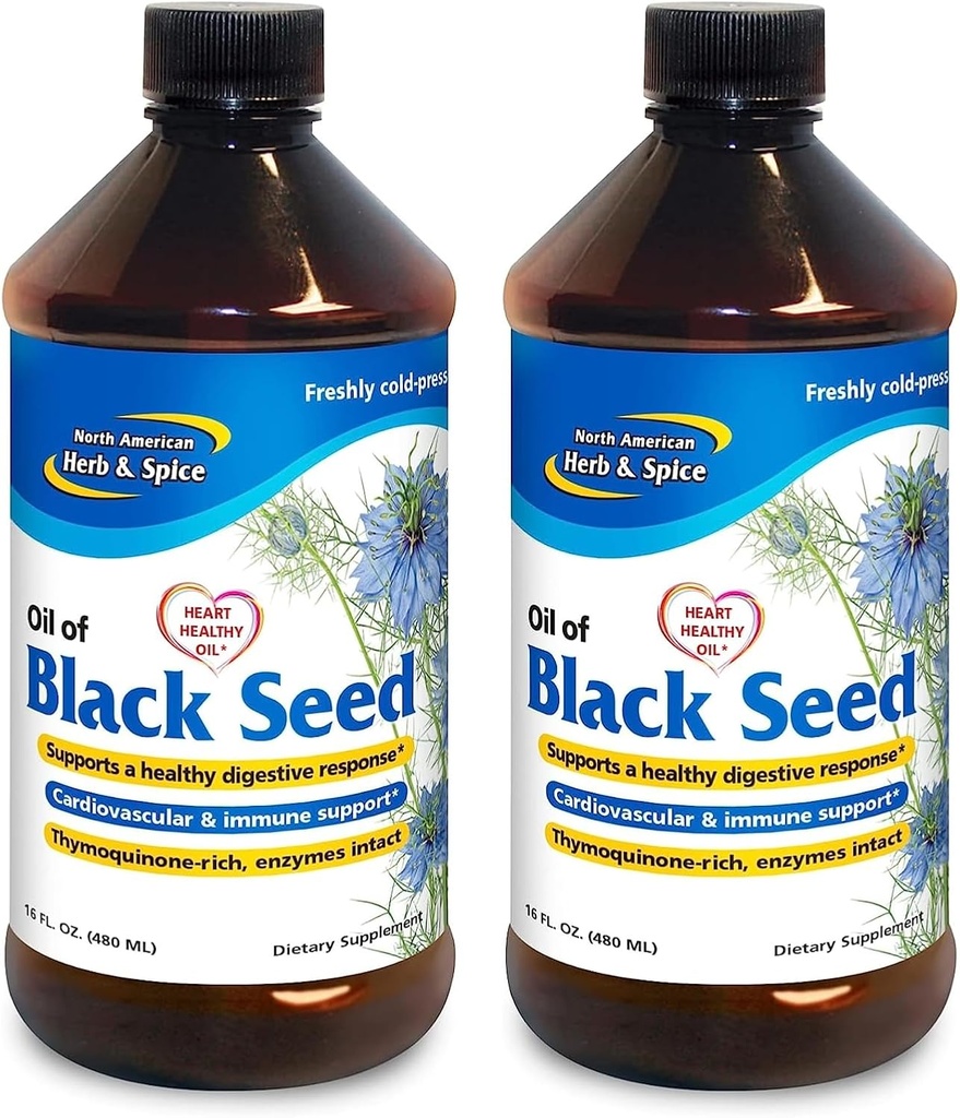 NORD AMERICAN HERB & SPICE Black Seed Oil - 16 fl oz, Pack of 2 - Digestive & Immune Support - Non-GMO - 192 Total Servings