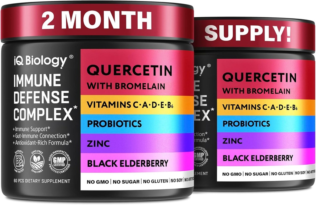 Quercetin cu Bromelain - Premium Querbetin Bromelain Capsule pentru Suport Imunal* - Bromelain Querbetin Supliment - Non OMG Querbetin - 2 cutii (120 capsule)