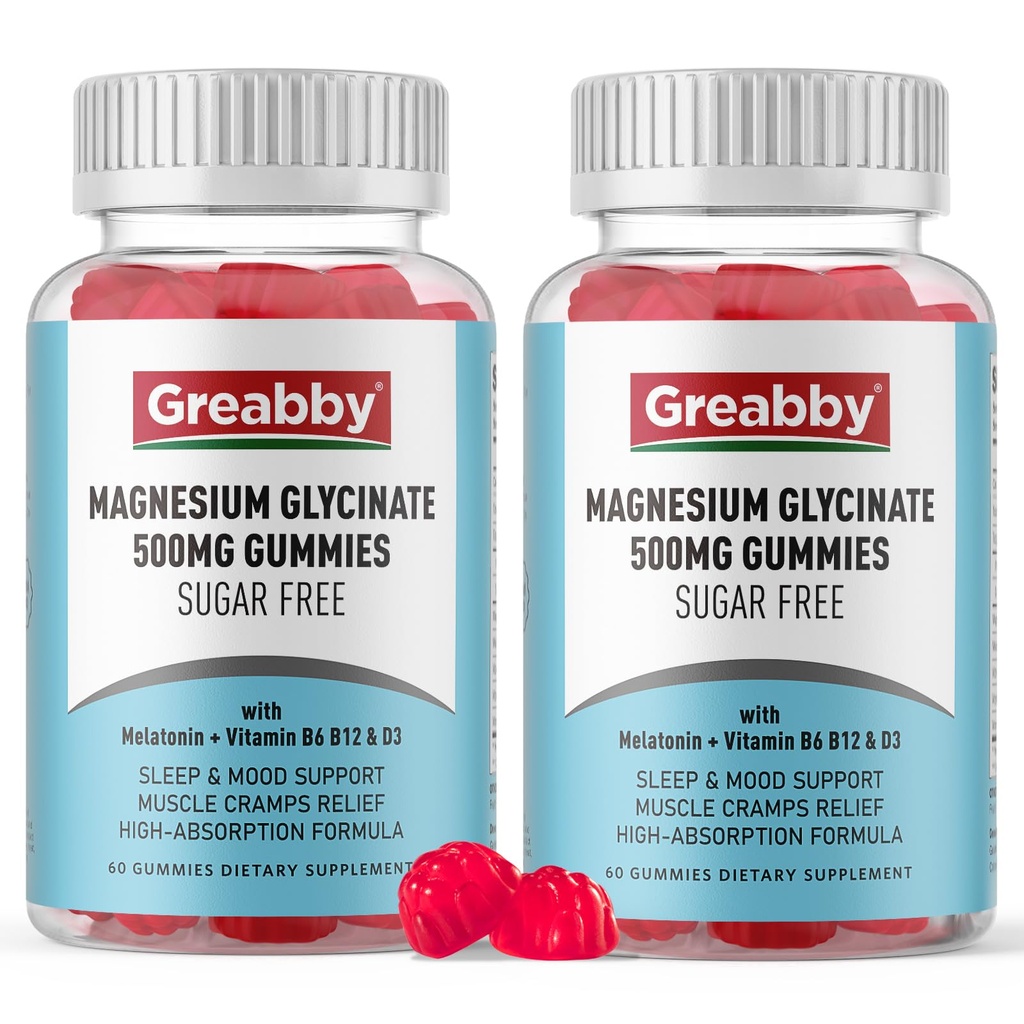 Gume de magneziu Glicinat 500 mg pentru adulți Suport de somn, Gume de magneziu masticabile pentru femei și bărbați, Relief muscular și de magneziu de aprovizionare (120 gume)