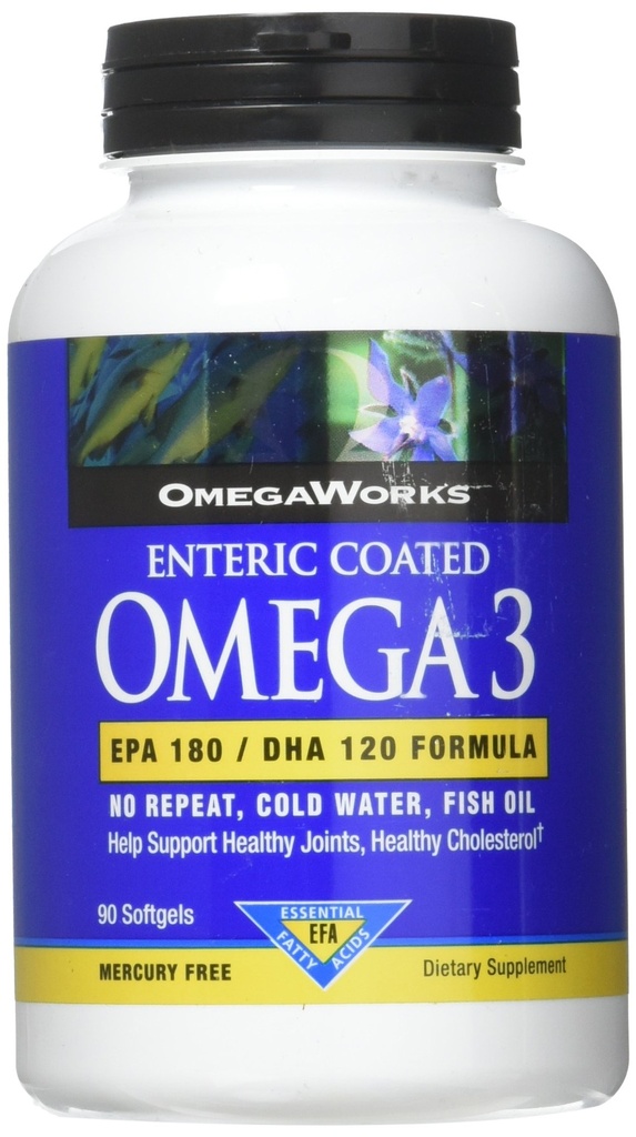 OmegaWorks Super Omega 3, EPA / DHA acizi grași, articulații sănătoase, enteric acoperit 90 softgels, 90 serviri
