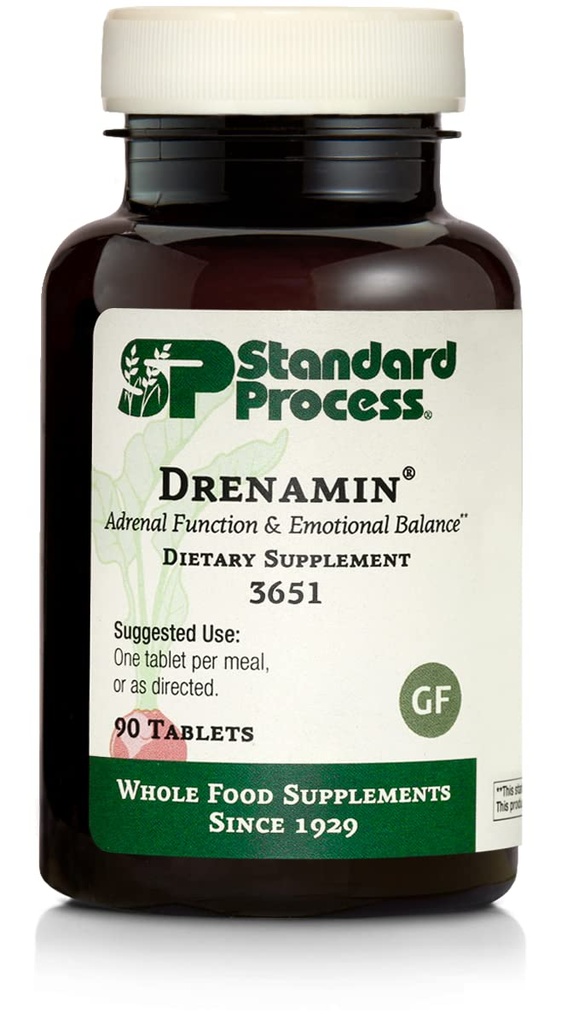 Proces standard Drenamină - Suplimentul funcţiei suprarenale pentru răspunsul sănătos la stres - susţine producerea şi metabolismul de energie sănătoasă - Gluten-Free, non-Dairy & non-Soy - 90 comprimate (90 Servings)