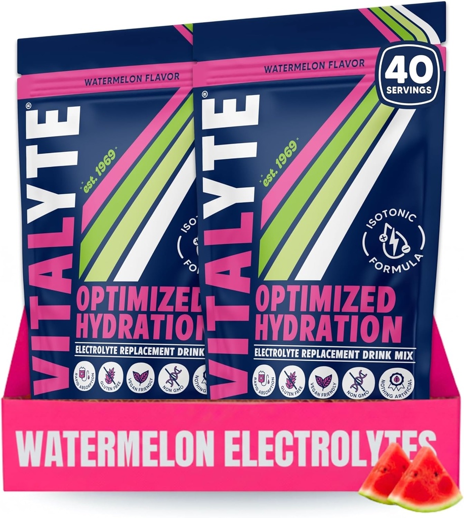 Vitalyte Electrolyte Powder Drink Mix, Izoton Electrolit Hydration Mix, Gluten Free Post Workout Powder Mix, Pack of 2, 35 oz. Fiecare, aromă de pepene verde