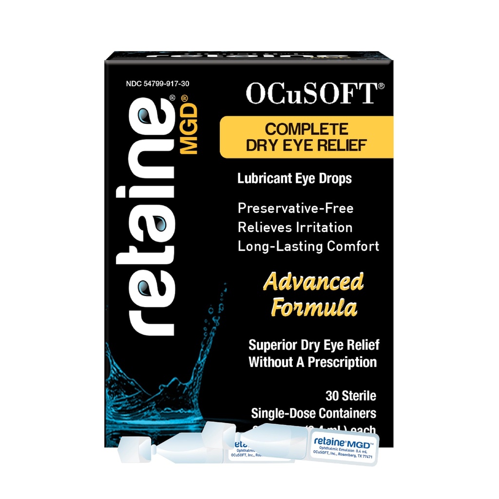 OCuSOFT Retaine MGD Emulsie oftalmică - Relief oftalmologic complet - Soothes Red & Iritate Eyes - 30 Conte Conservative-Free Uni-Utilizare Containere - 0,01 Fl Oz