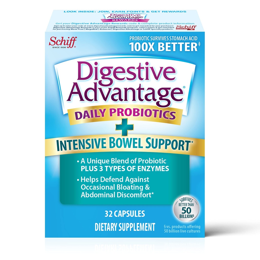 Avantaje digestive IBS Probiotice pentru sanatate digestiva si suport intestinal intensiv, Probiotice pentru femei si barbati cu enzime digestive, suport pentru sanatate ocazionala si guta, capsule 32ct