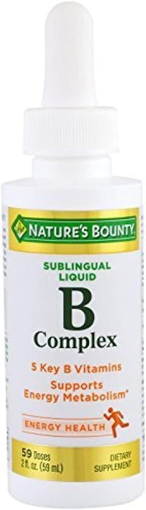 Complexul Natural Bounty B cu B12 sublingual lichid rapid acting Dietary Supliment 2 uncii