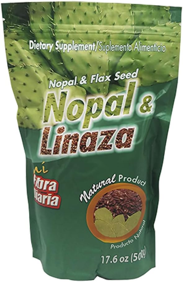 Nopal & Linaza. Nopal Cactus și Flax Seed Fiber Dietary Supplement. 17,6 oz.