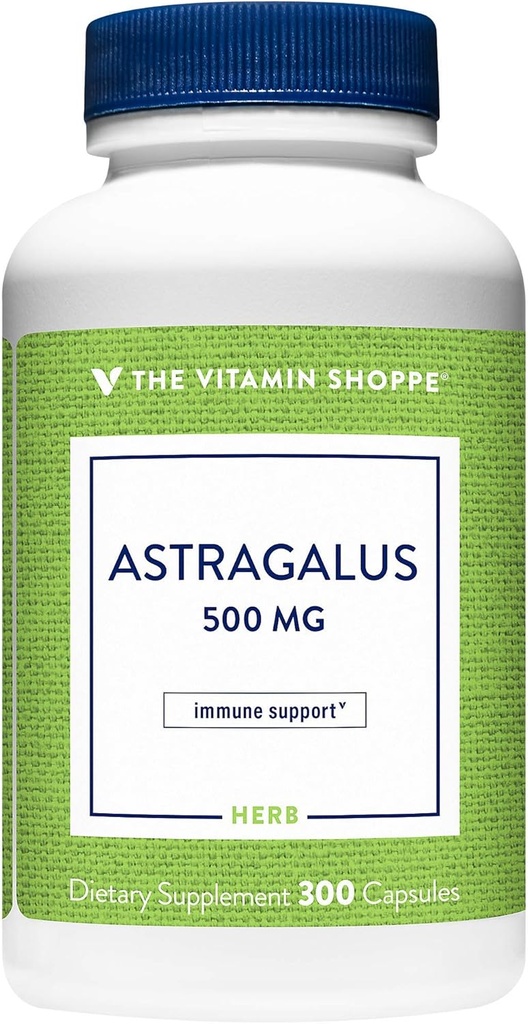Vitamina Shoppe Astragalus (Root) 500mg - Suplimentul plantei pentru a sprijini sistemul imunitar și apărarea naturală a organismului - ajută la construirea de rezistență, energie și vitalitate (300 capsule)