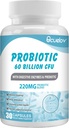 Probiotice 60 Miliarde CFU cu 10 tulpini & 3 prebiotice organice,Probiotice Supliment pentru femei Bărbaţii susţin metabolismul, Imunitatea şi Digestive Health, non-GMO & Gluten Free,30 capsule