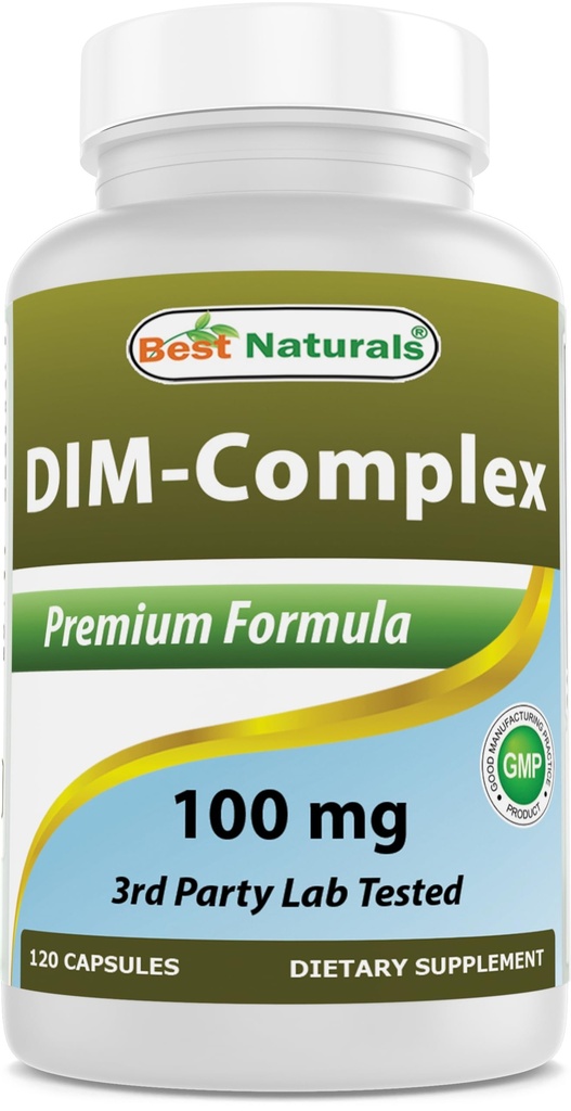 Cel mai bun Naturals DIM Supliment 100 mg 120 capsule, DIM pentru metabolismul estrogenului & echilibru, pentru menopauză, culturism, POSS & Hormonal Acnee