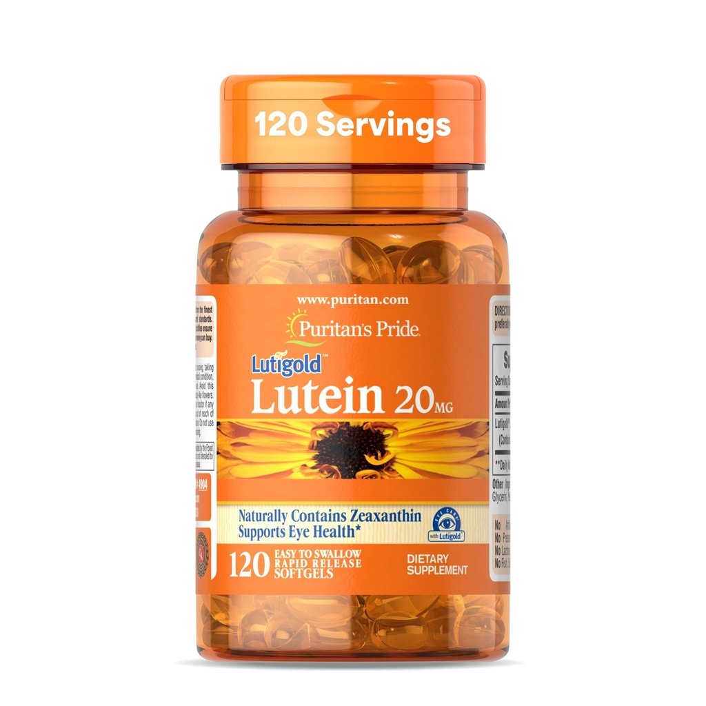 Pride Premium LutieldTM Lutein Carotenoid 20 mg cu Zeaxantină pentru bărbaţi şi femei, Supliment alimentar pentru suport de sănătate oculară, 8 Luna de aprovizionare, 120 Easy-to-Swallow Softgels