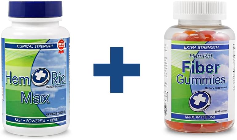 HemRid Max, Fiber Gummies - oferă ajutor rapid pentru mâncărime, ardere, Dual Defense Bundle