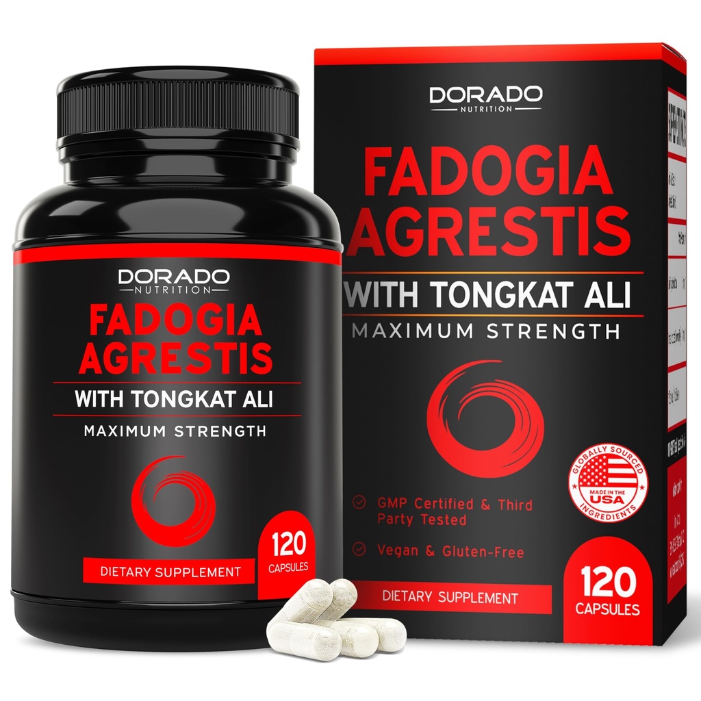 Fadogia Agrestis și Tongkat Ali supliment de performanță Blend - (120 capsule) - Putere maximă - Drive, Performanță sportivă și masa musculară - Gluten gratuit, non-GMO, capsule Vegan - Statele Unite ale Americii Made