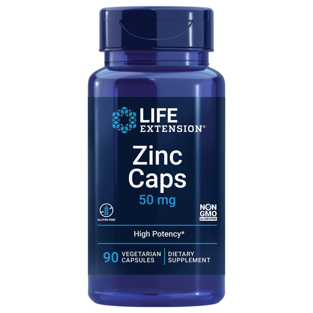Extensie de viaţă Zinc Capsuri, zinc 50 mg, zinc Citrate, Suport de apărare imune organismului, Ultra-absorbabile, Vegetarian, Non-GMO, Gluten-Free, 90 Capsule vegetariene