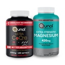Qunol CoQ10 100mg Softgels, 3X o mai bună absorbţie 4 Luna de aprovizionare + 120 Conte de magneziu Glicinat Capsule 420mg, Supliment de magneziu de absorbţie ridicată, 180 Conte
