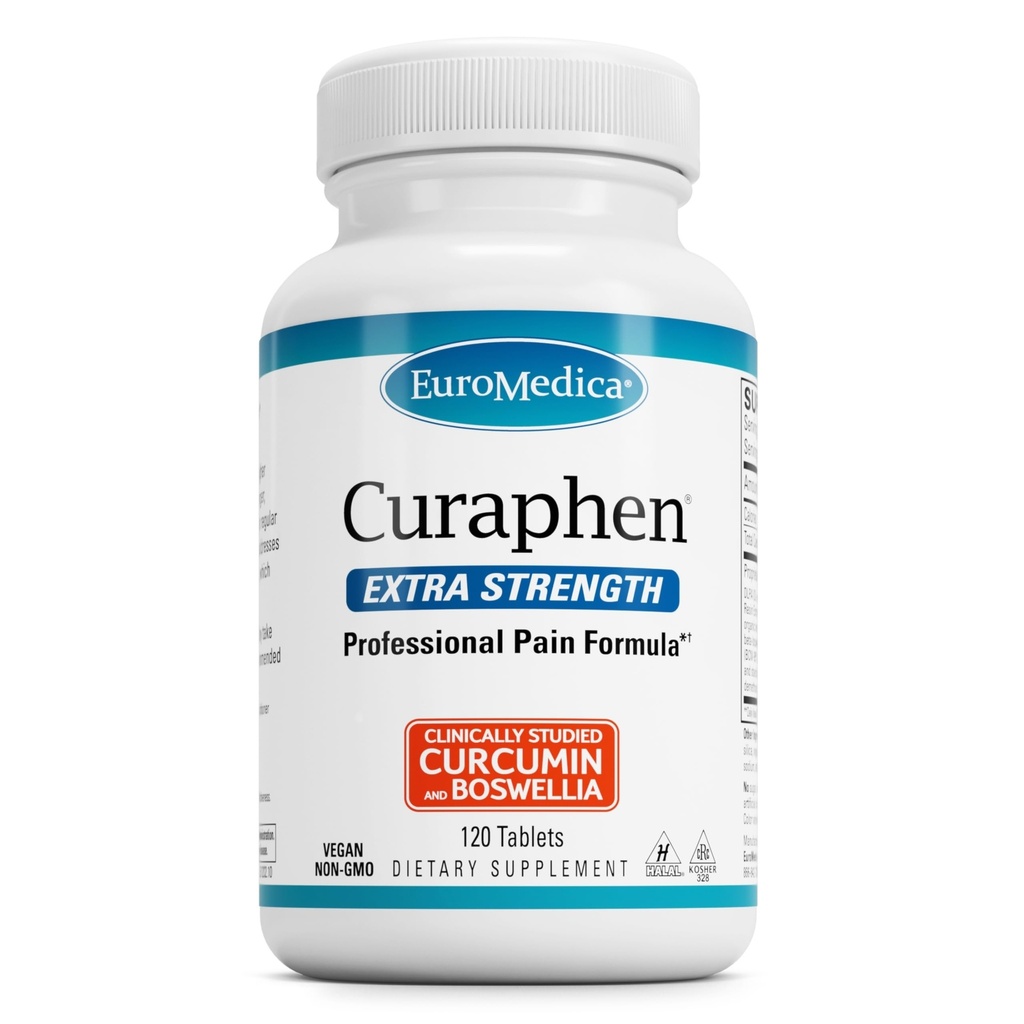 EuroMedica Curaphen Extra Putere - Curcumin & Boswellia Supliment pentru suport circulatie sanatoasa - Supliment Turmeric pentru a sprijini articulatii, sanatatea musculara si productia de Endorphin - 120 comprimate