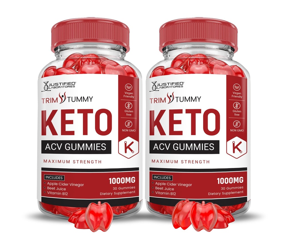 Laboratoare justificate (2 Pack Trim Tummy Keto ACV Apple Cidru Oţet Formulat cu rodie Beet Juice Powder B12 Vegan Non OMG 120 Gume